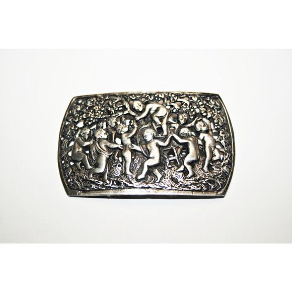 Antique Italian Silver Putti Sash Buckle